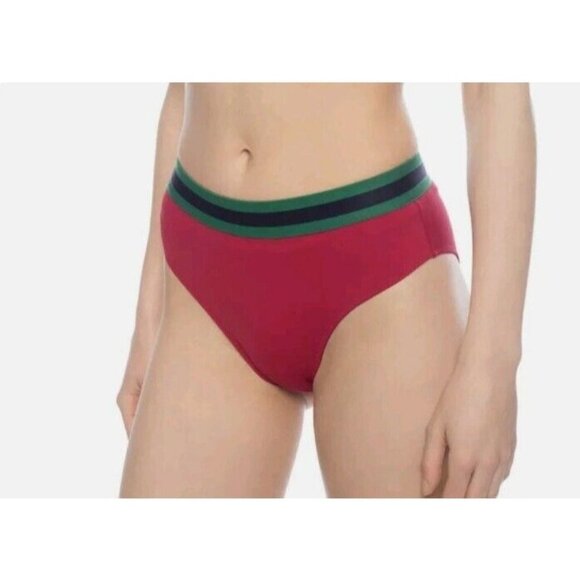 STELLA MCCARTNEY DESIGNER HIGH LEG SWIMSUIT BOTTOM BURGUNDY WOMENS SIZE XS NWT
